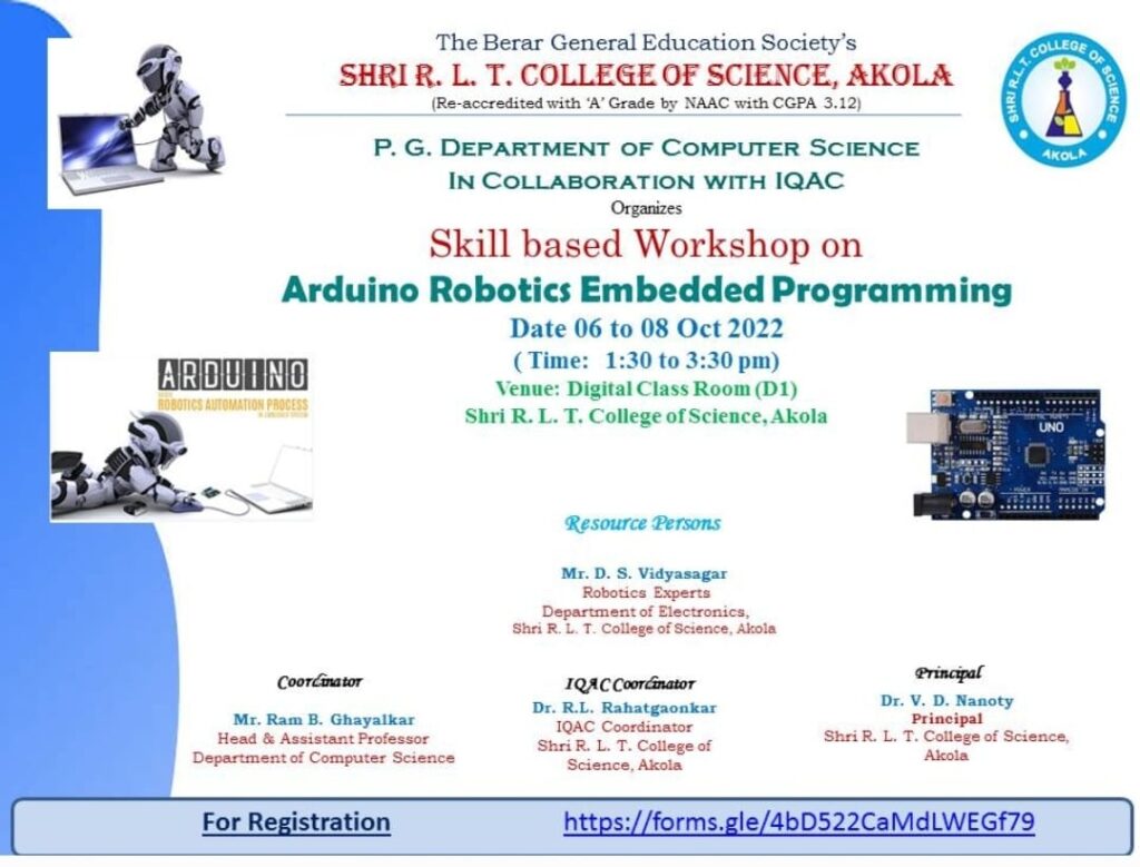 Arduino Robotics & Embedded Programming Workshop at RLT College of Science, Akola